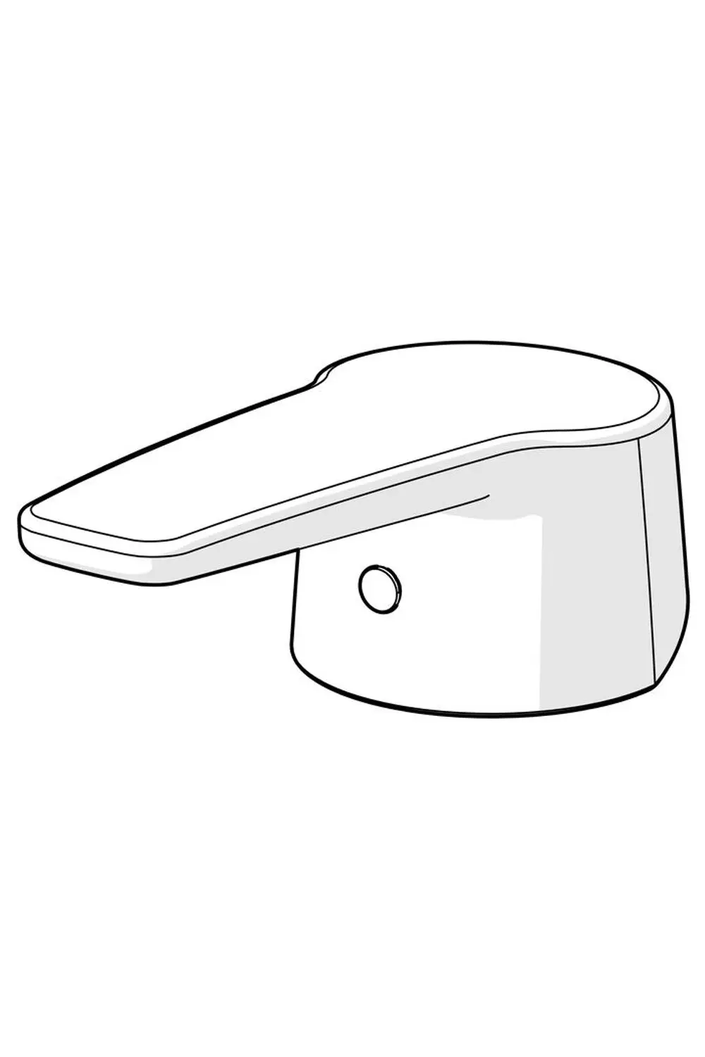 Hebel für eine Armatur aus Chrom mit einer flachen, breiten Oberfläche. Geeignet für die Verwendung mit HANSA-Produkten. Komplett in einem schlichten, funktionalen Design.